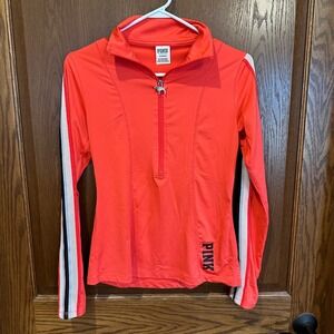 PINK Victoria's‎ Secret Activewear Orange Quarter Zip Pullover Top S